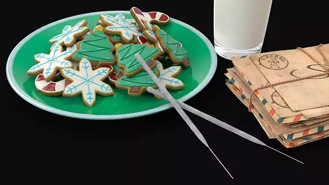 Festive Christmas Composition with Sparklers and Treats 3D model 6
