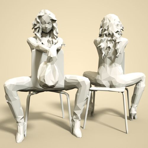 Girl Low poly Sculpture 3D print model