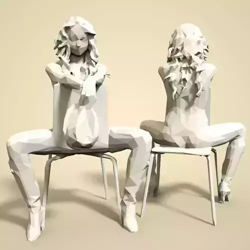 Girl Low poly Sculpture 3D print model