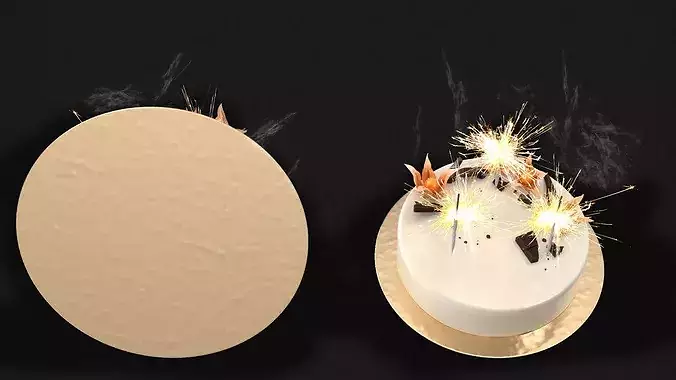 Celebration Mousse Cake with Sparklers and Physalis Decoration 3D model 4