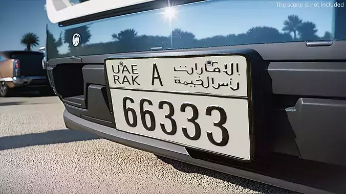 UAE Ras Al Khaimah Vehicle License Plate White 3D model 2