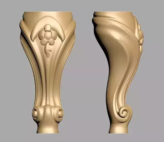 Ornate Floral Furniture Leg STL