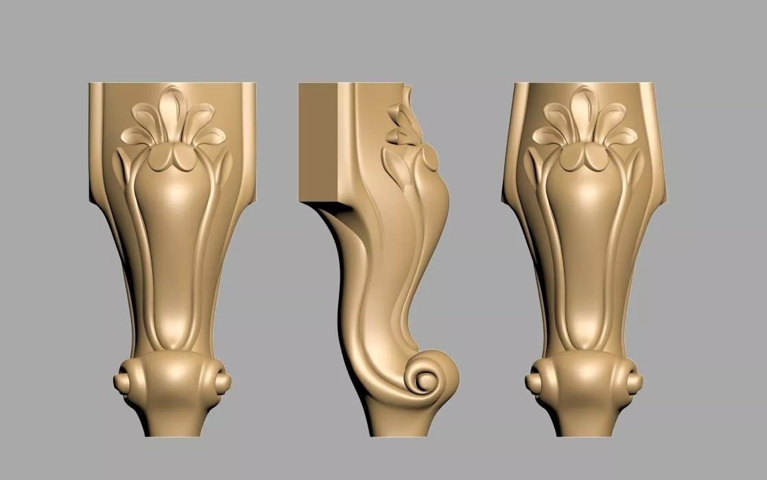Ornate Floral Cabriole Furniture Leg STL 3D model