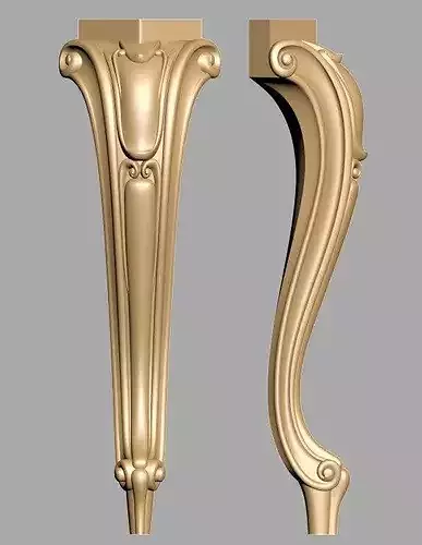 Elegant Baroque Cabriole Furniture Leg STL