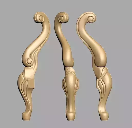 Ornate S-Curve Furniture Leg STL