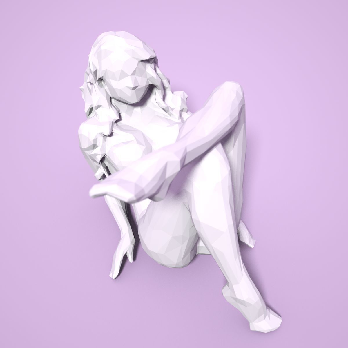 21 Girl Statues Faceted Look Low-poly 3D model_45