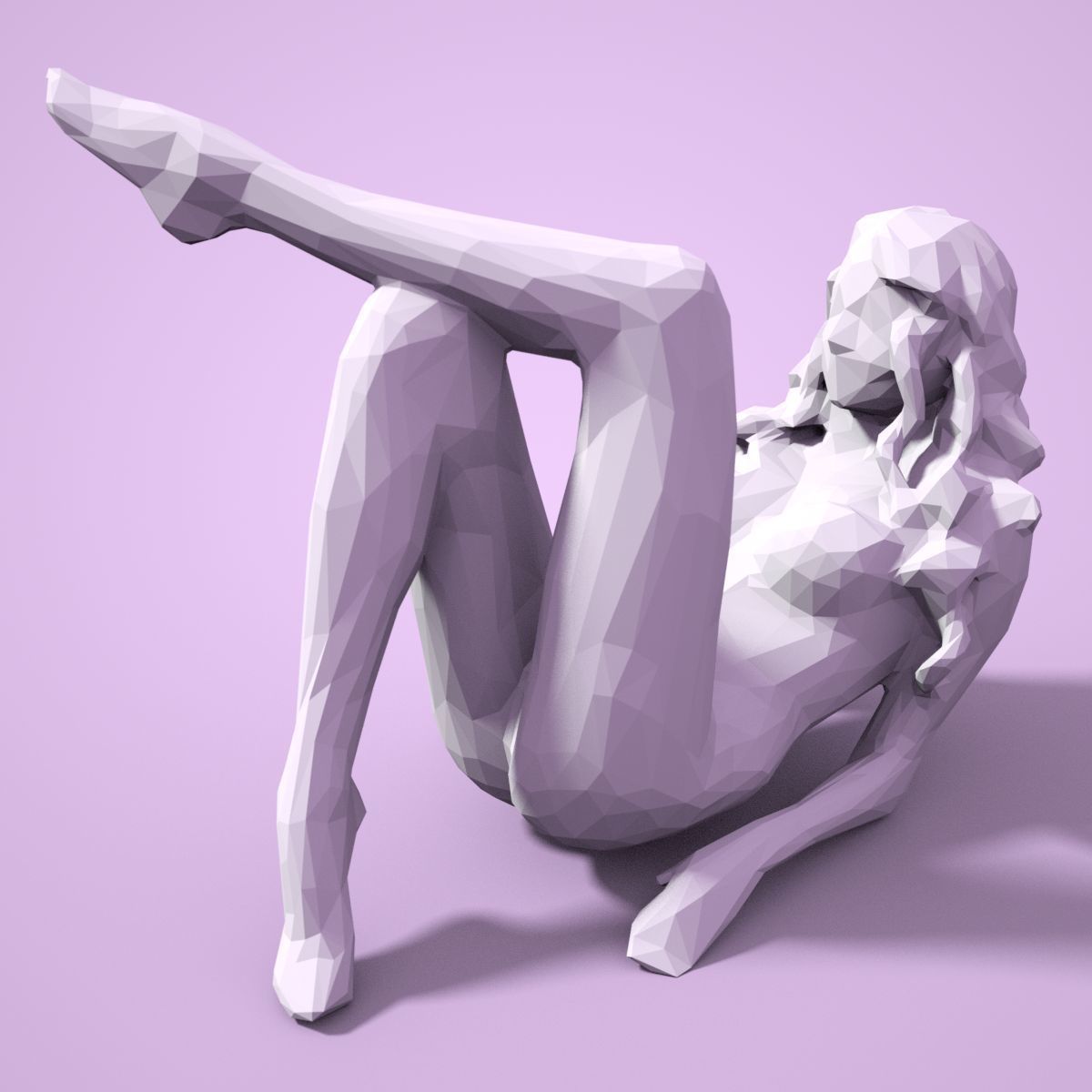 21 Girl Statues Faceted Look Low-poly 3D model_68