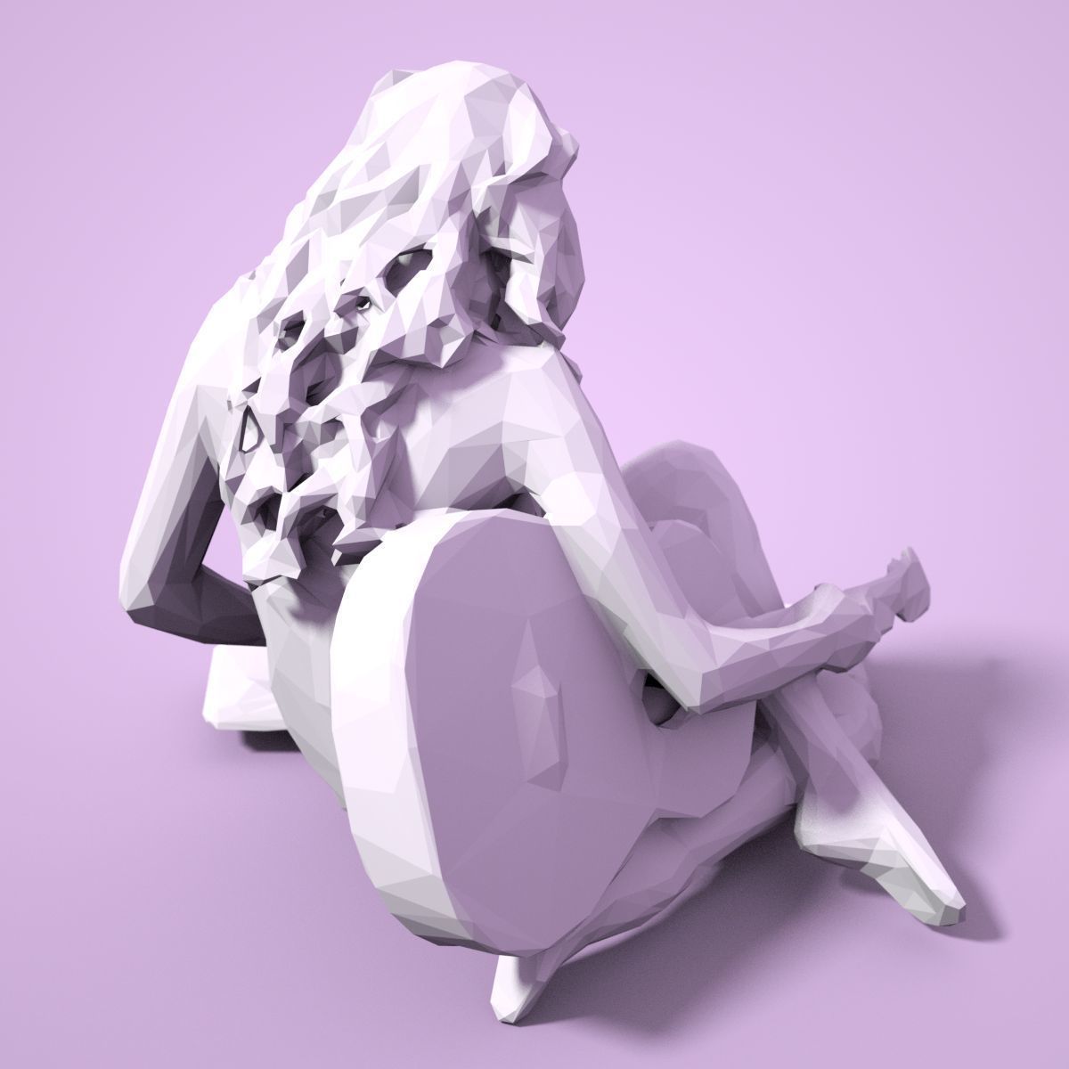 21 Girl Statues Faceted Look Low-poly 3D model_36