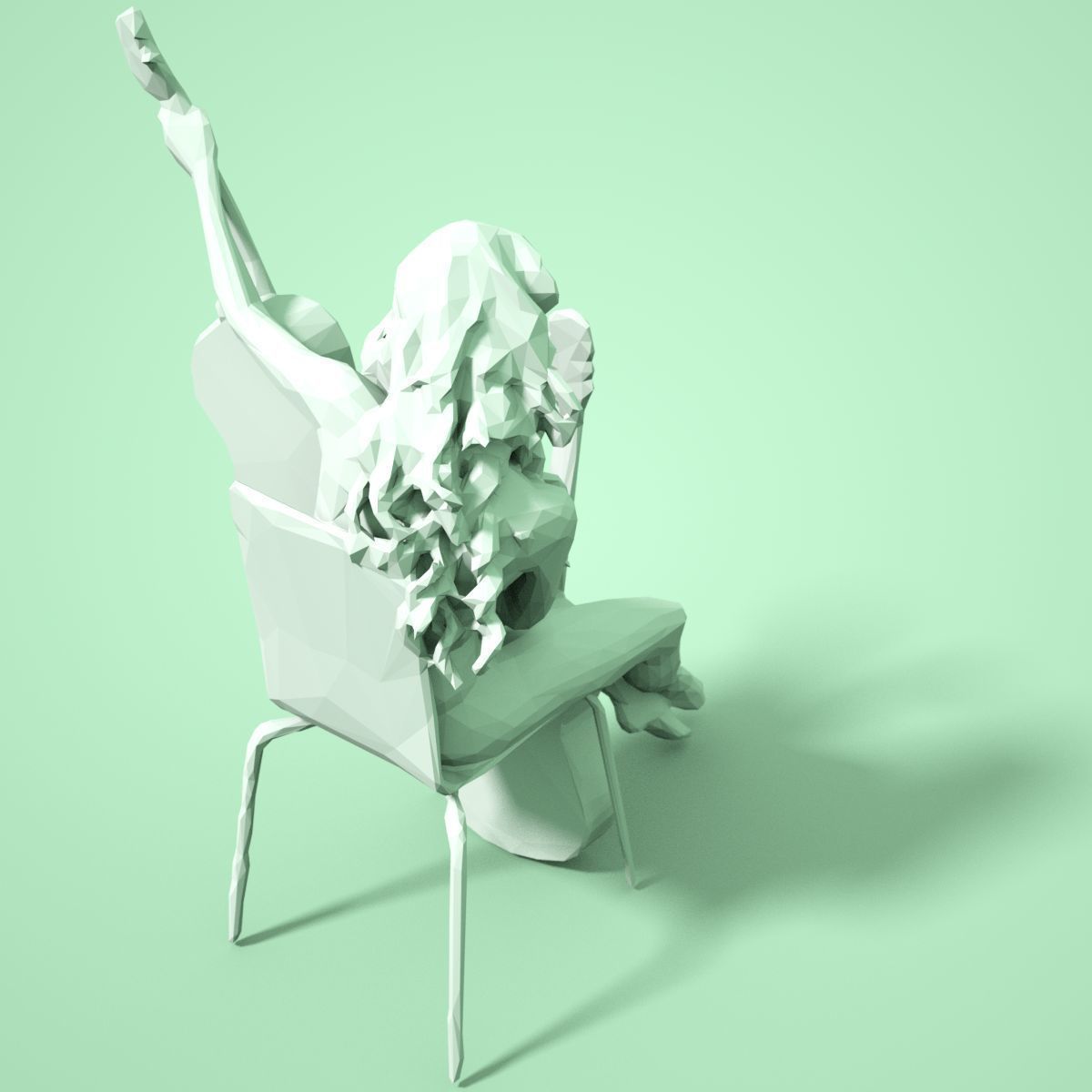 21 Girl Statues Faceted Look Low-poly 3D model_99