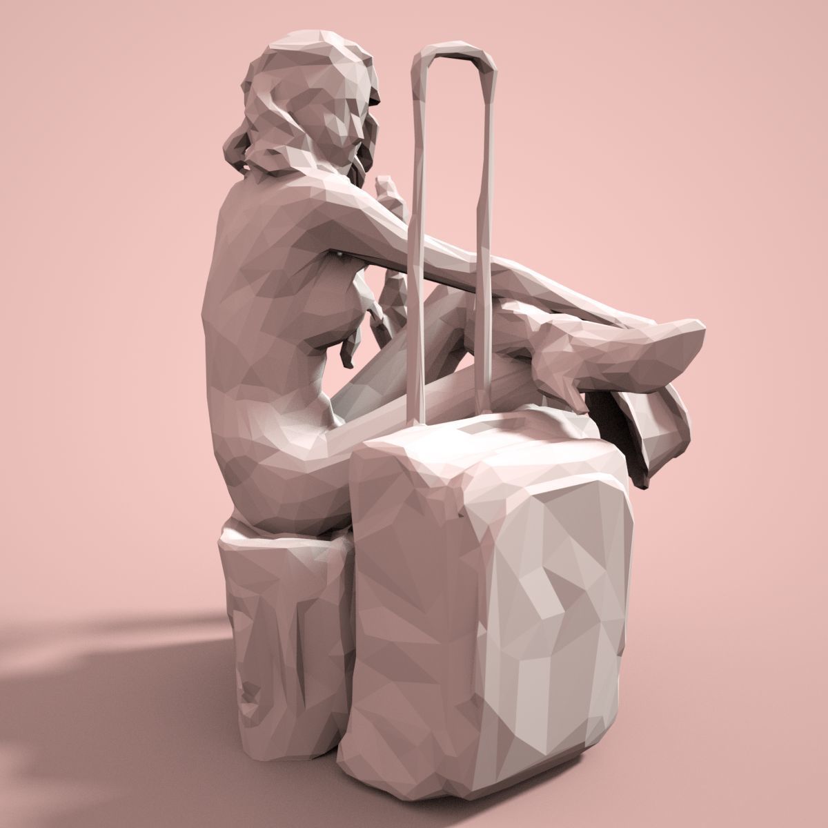 21 Girl Statues Faceted Look Low-poly 3D model_20