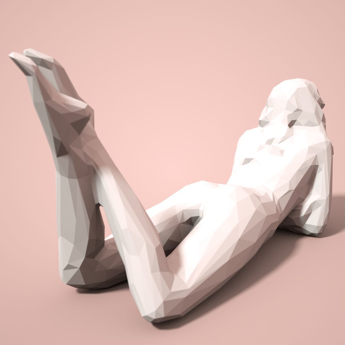 21 Girl Statues Faceted Look Low-poly 3D model_35