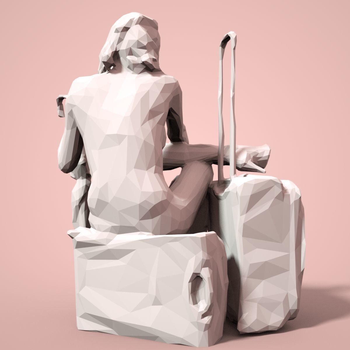 21 Girl Statues Faceted Look Low-poly 3D model_42