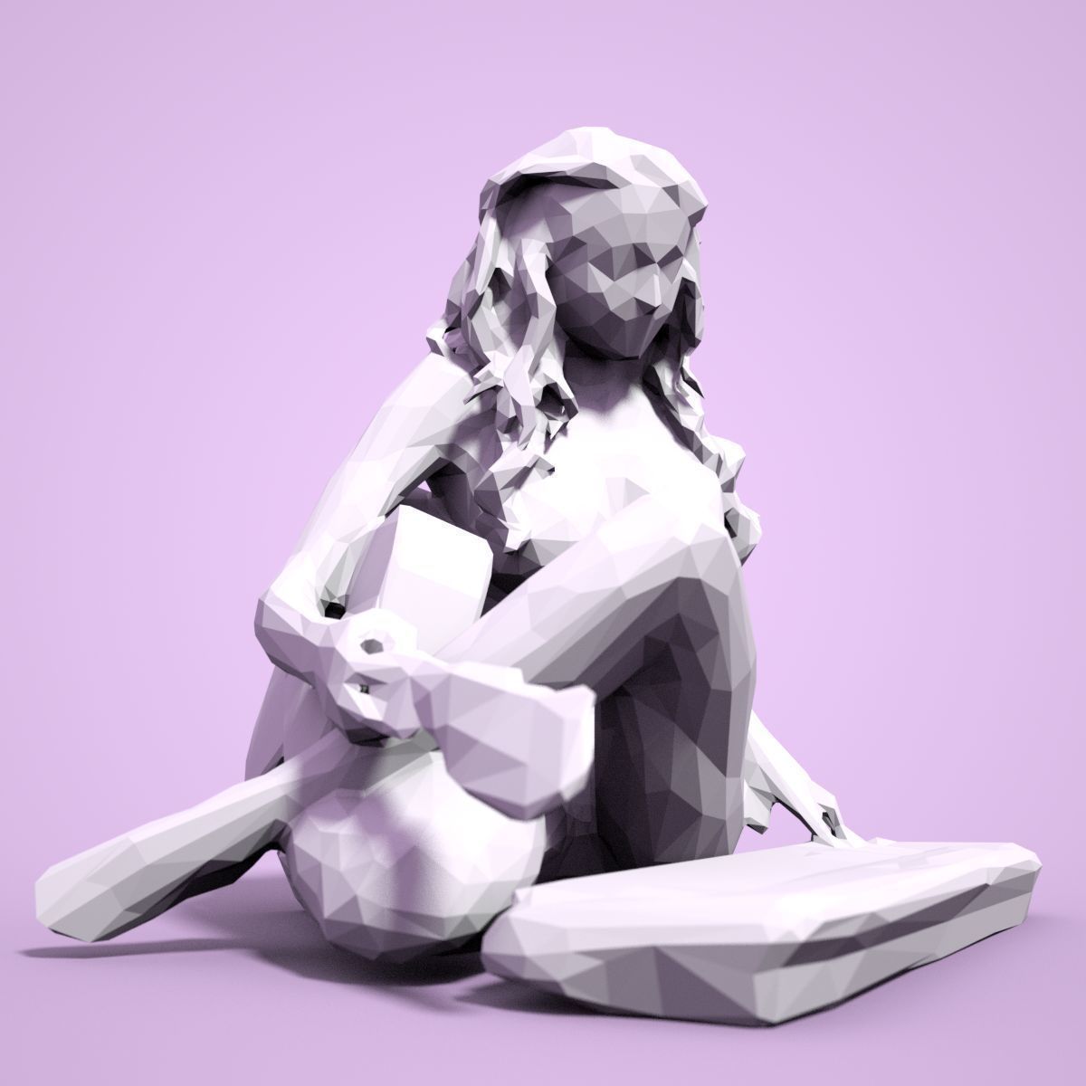 21 Girl Statues Faceted Look Low-poly 3D model_78