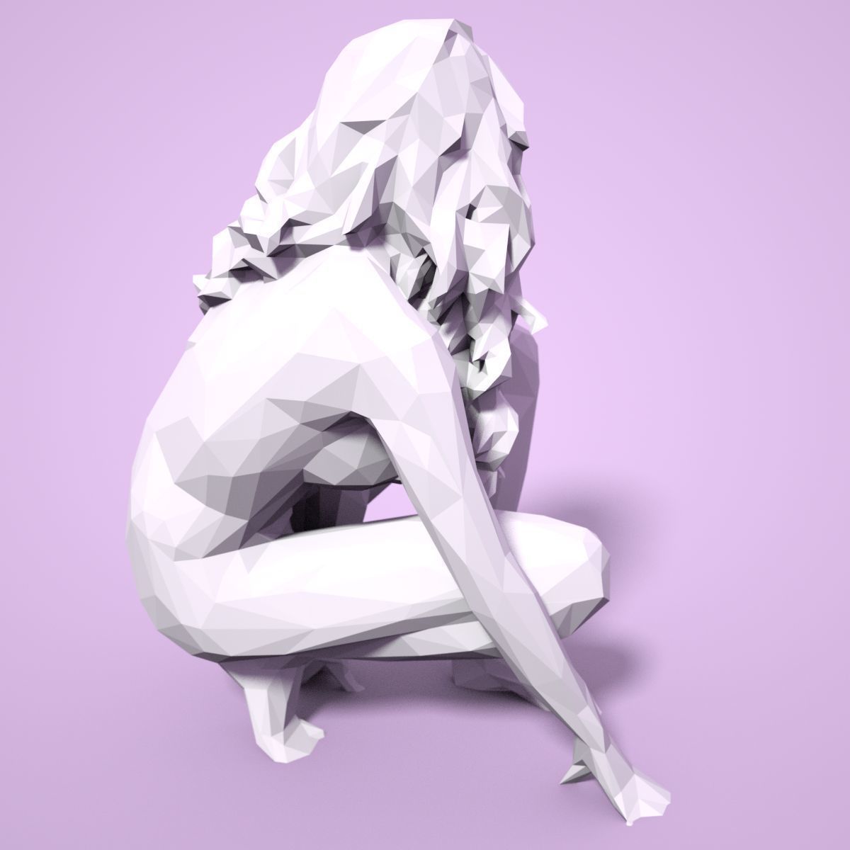 21 Girl Statues Faceted Look Low-poly 3D model_60