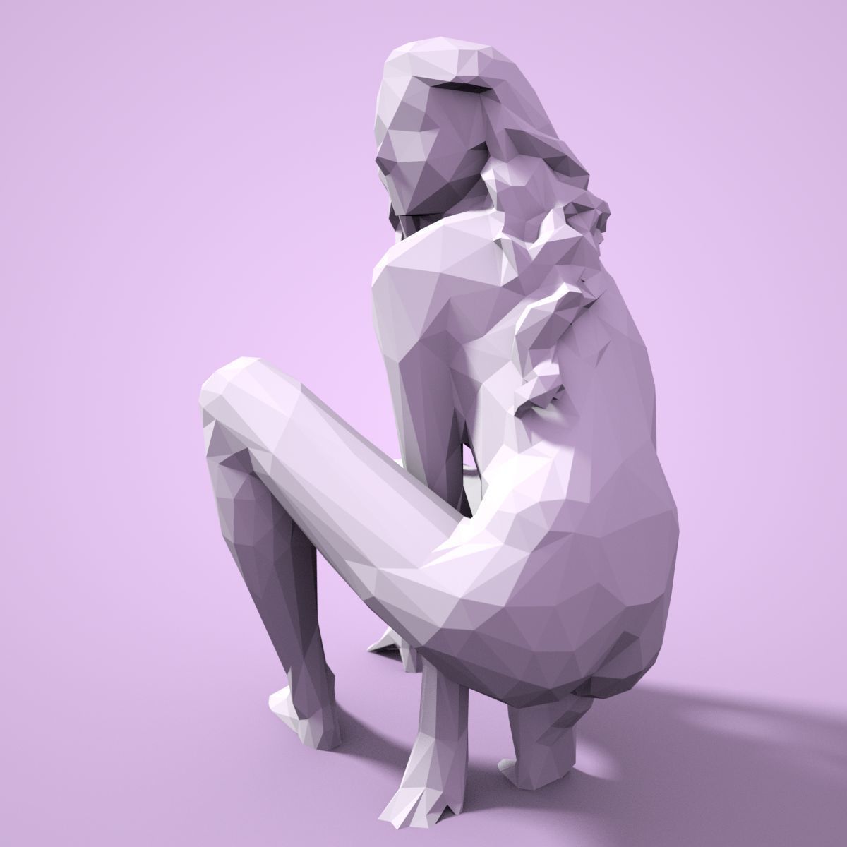 21 Girl Statues Faceted Look Low-poly 3D model_39