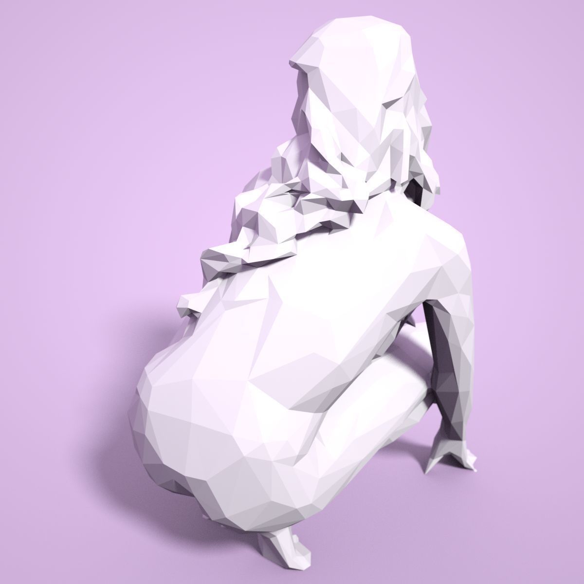 21 Girl Statues Faceted Look Low-poly 3D model_80