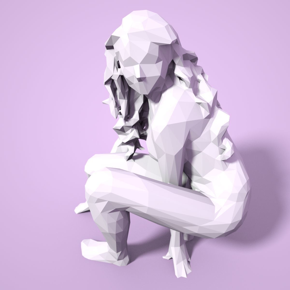 21 Girl Statues Faceted Look Low-poly 3D model_100