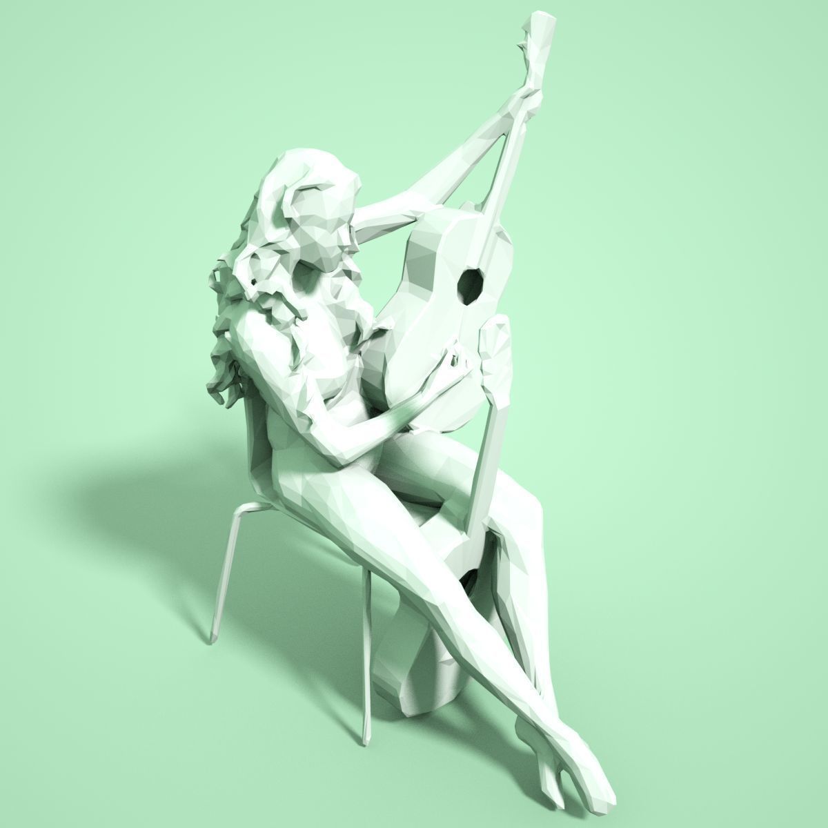 21 Girl Statues Faceted Look Low-poly 3D model_79