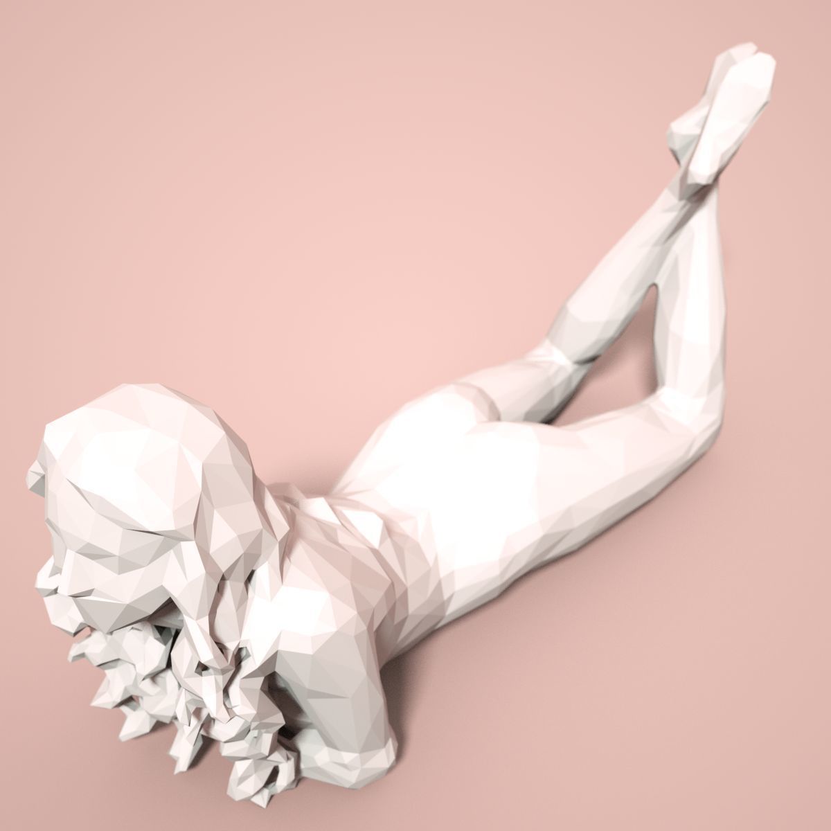 21 Girl Statues Faceted Look Low-poly 3D model_77