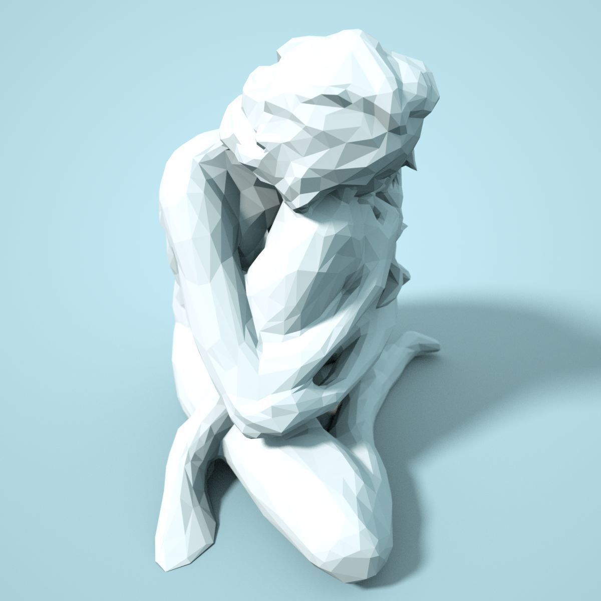 21 Girl Statues Faceted Look Low-poly 3D model_88