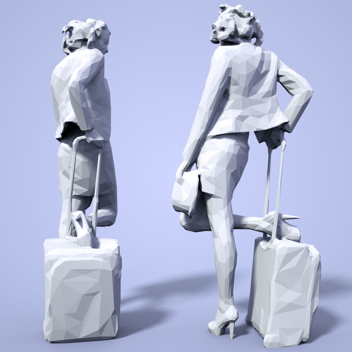21 Girl Statues Faceted Look Low-poly 3D model_43