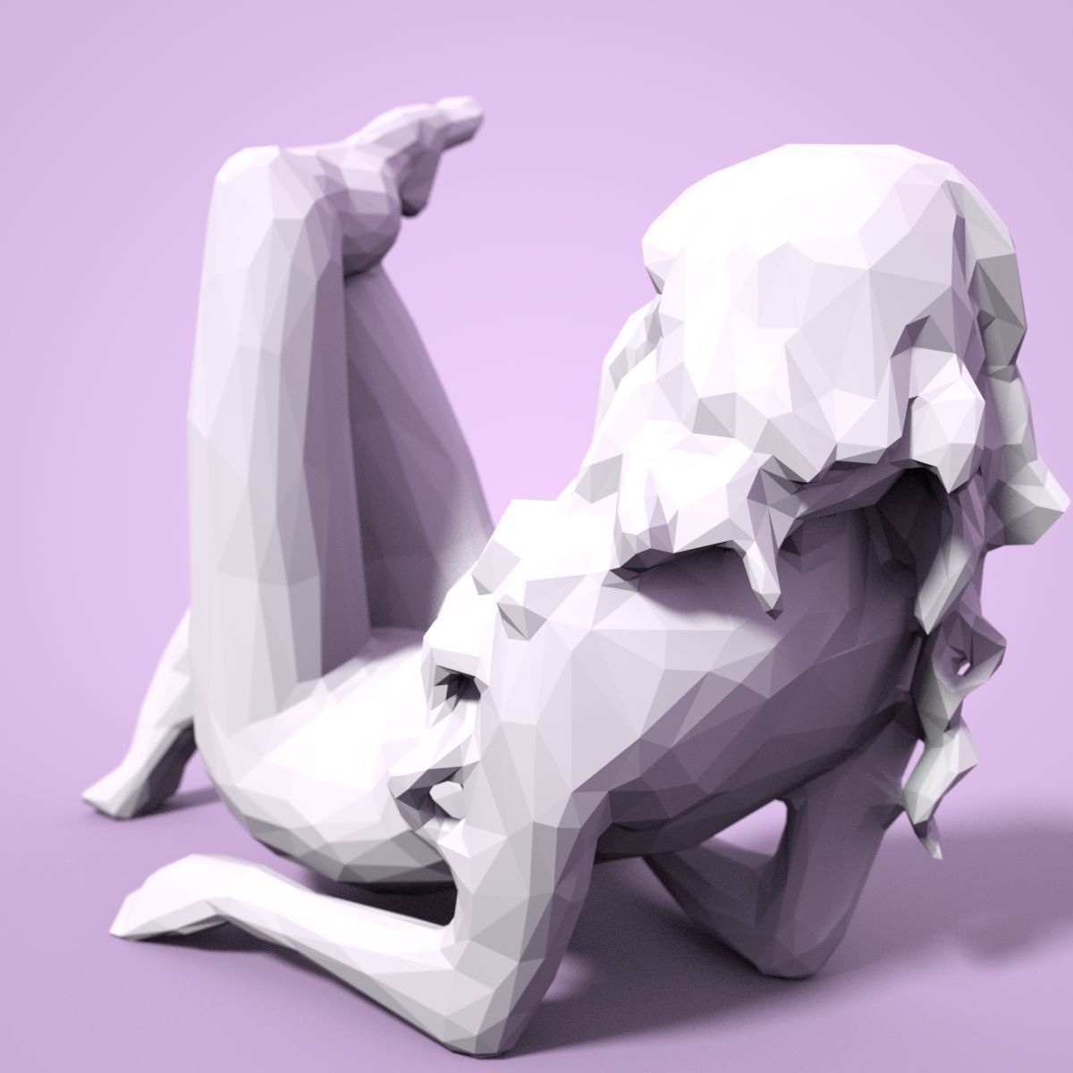21 Girl Statues Faceted Look Low-poly 3D model_24