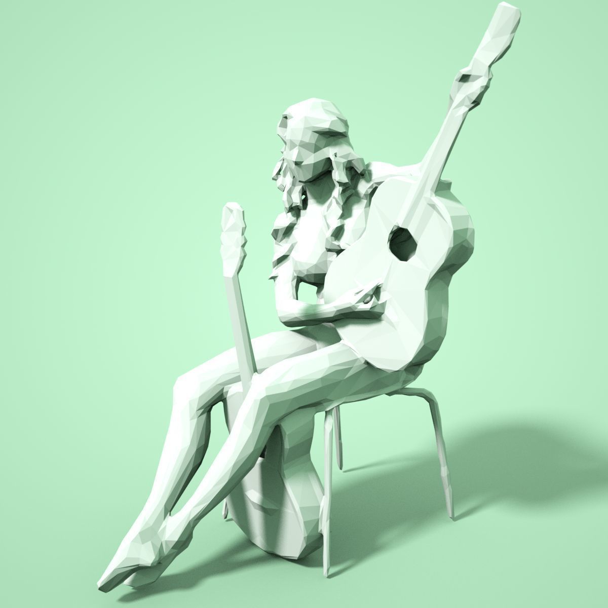 21 Girl Statues Faceted Look Low-poly 3D model_57