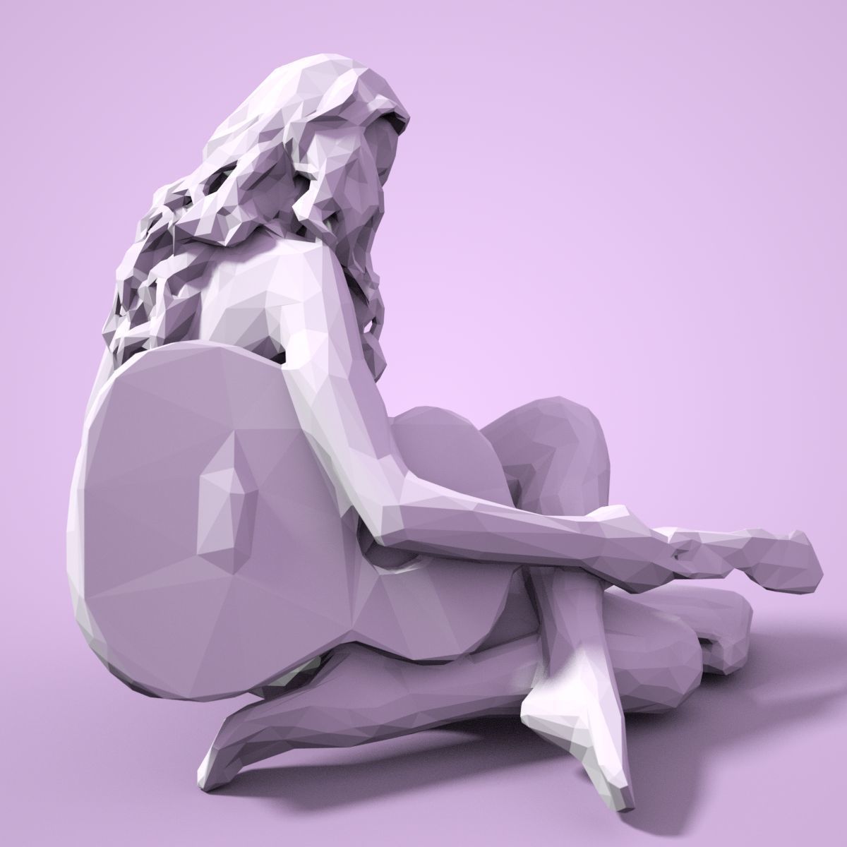 21 Girl Statues Faceted Look Low-poly 3D model_97