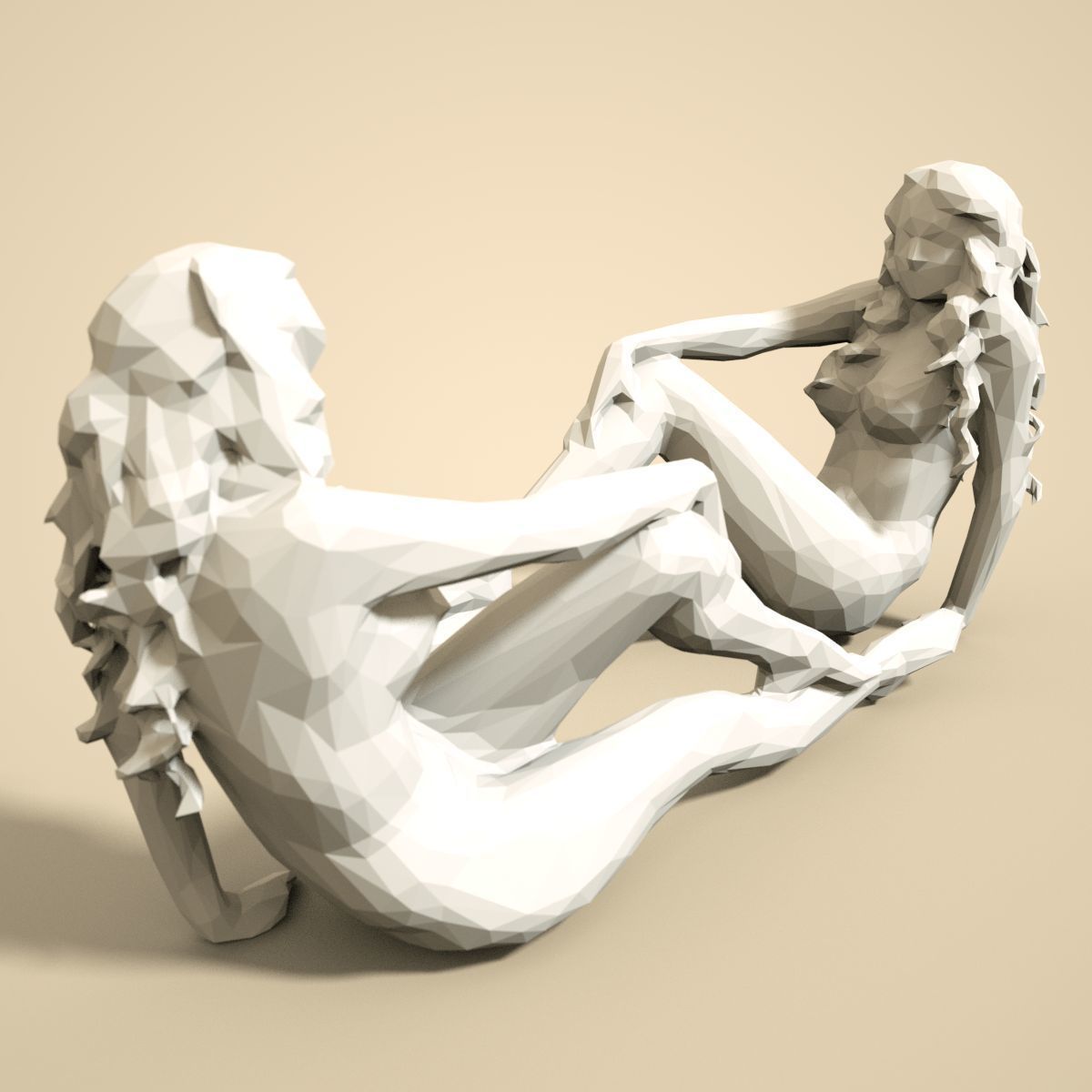 21 Girl Statues Faceted Look Low-poly 3D model_33