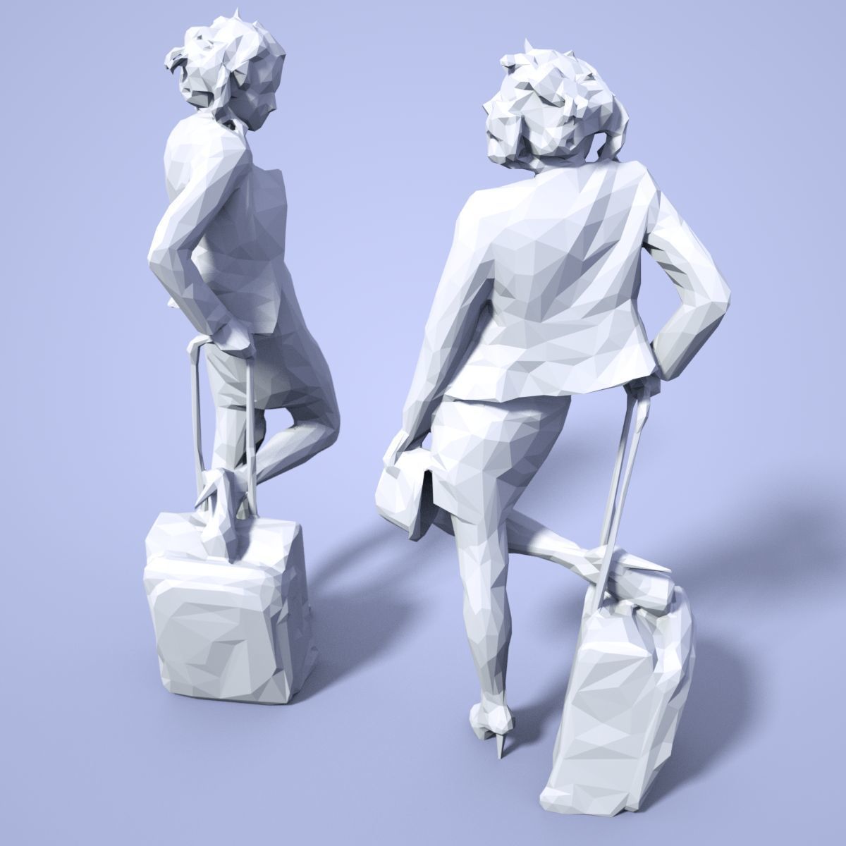 21 Girl Statues Faceted Look Low-poly 3D model_105