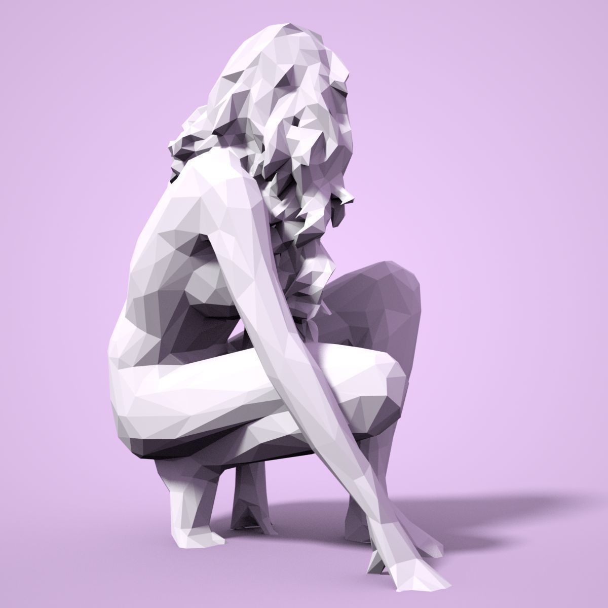 21 Girl Statues Faceted Look Low-poly 3D model_19