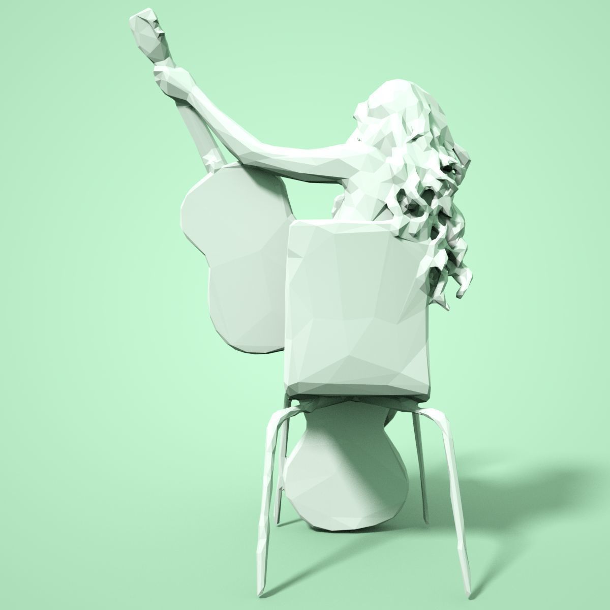 21 Girl Statues Faceted Look Low-poly 3D model_37