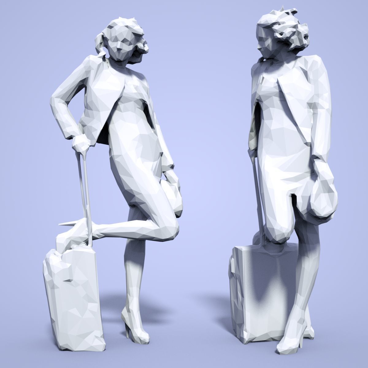 21 Girl Statues Faceted Look Low-poly 3D model_21