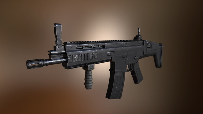 SCAR H assault rifle Low-poly 3D model