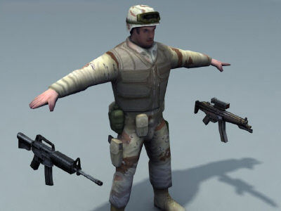 US Army Soldiers Low-poly 3D model_1