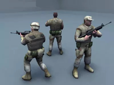 US Army Soldiers Low-poly 3D model_0