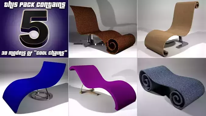 A Collection of Cool Chairs Low-poly 3D model