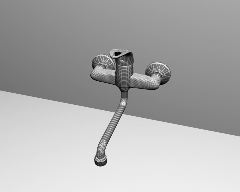 Faucet sink with chrome handle 3D model_7