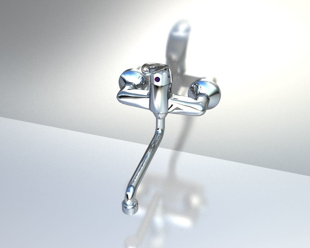 Faucet sink with chrome handle 3D model_2