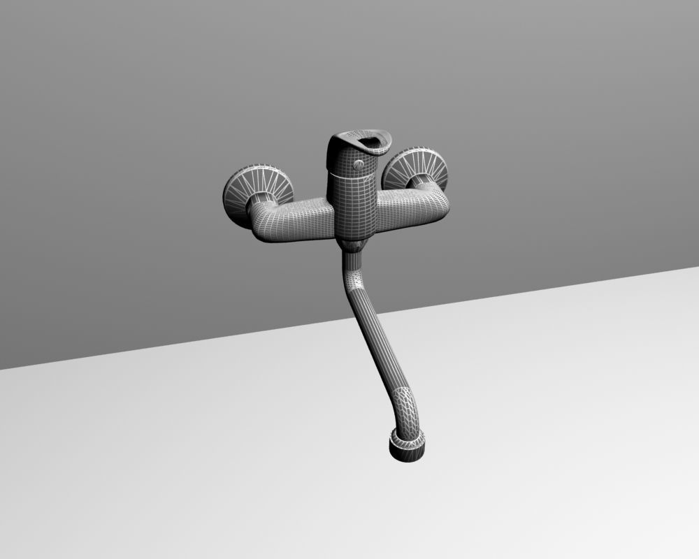 Faucet sink with chrome handle 3D model_5