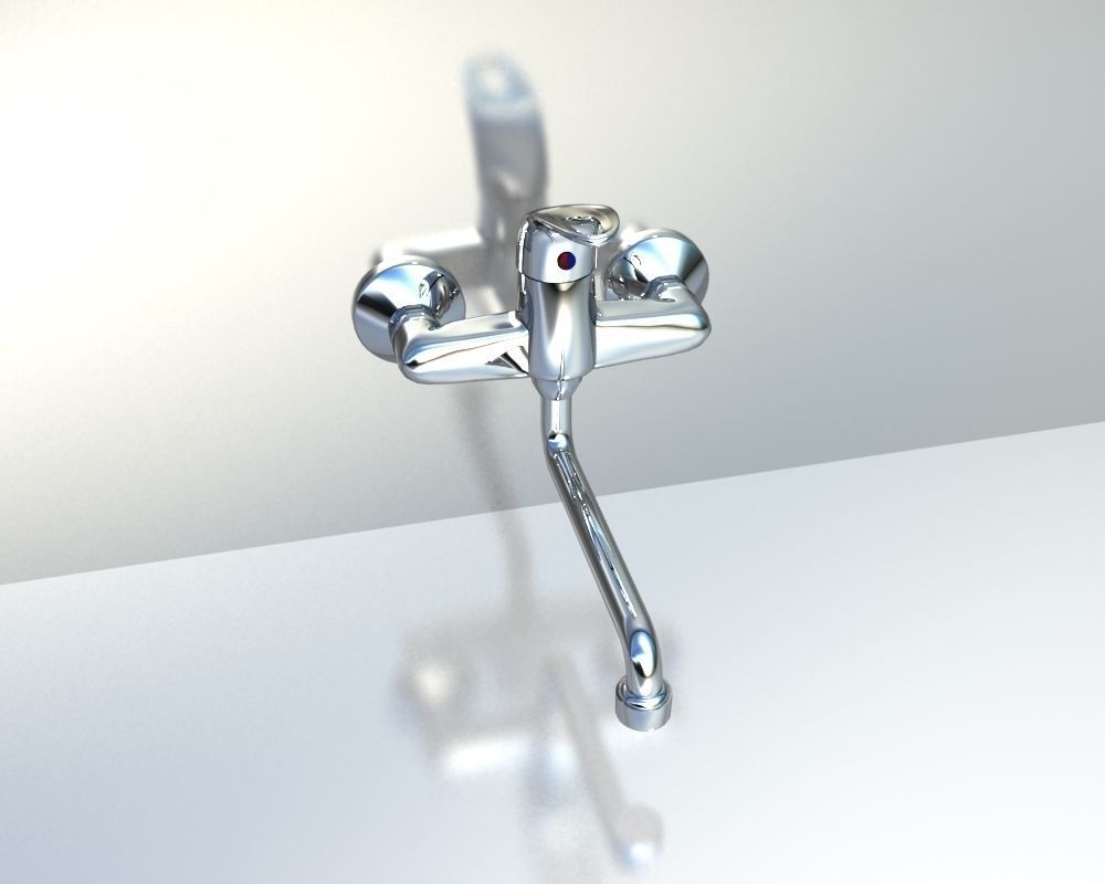 Faucet sink with chrome handle 3D model_1