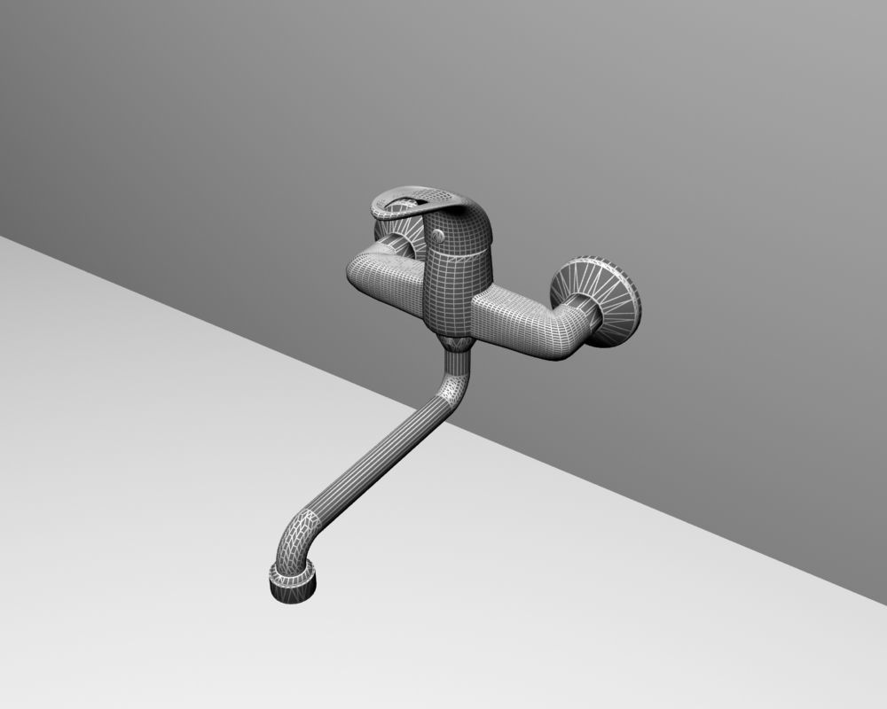 Faucet sink with chrome handle 3D model_9