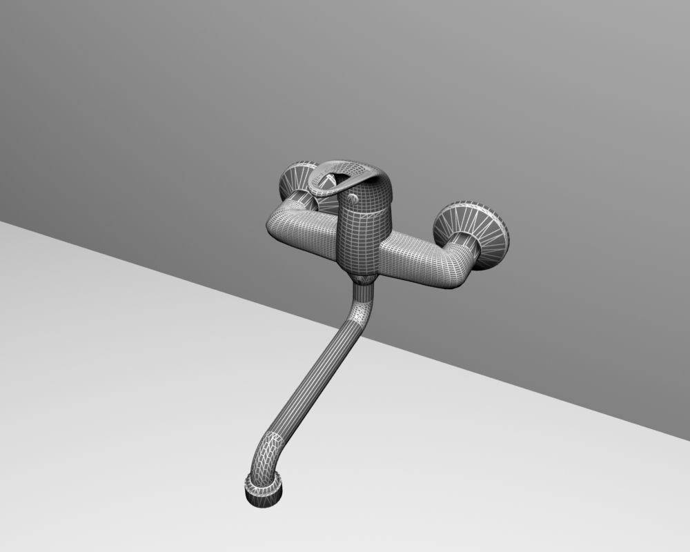 Faucet sink with chrome handle 3D model_8