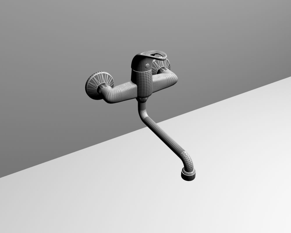 Faucet sink with chrome handle 3D model_6