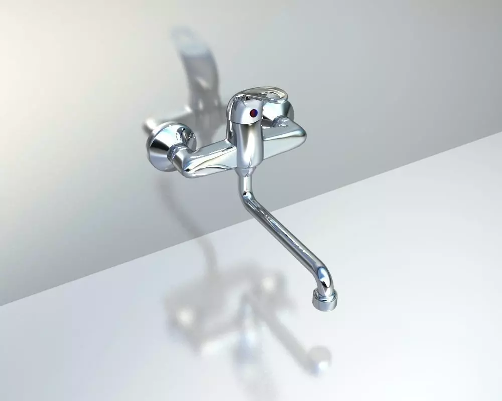 Faucet sink with chrome handle 3D model_0