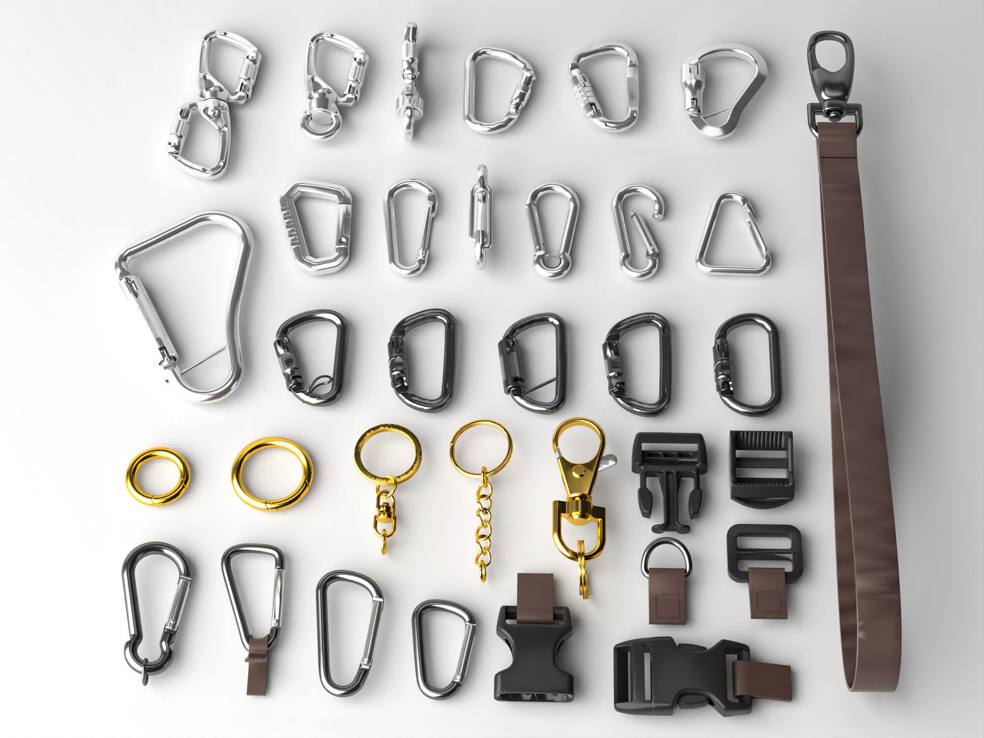 Carabiners Buckles and Hardware Collection 3D model