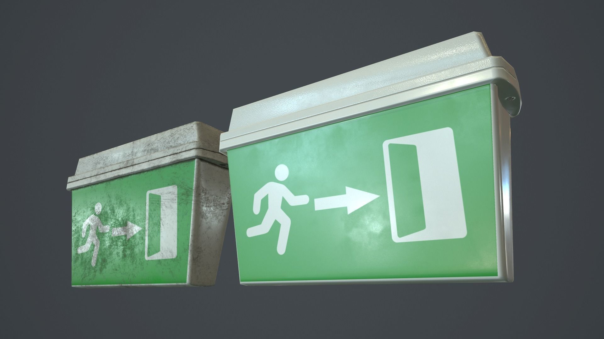 Plastic Exit Sign PBR Game Ready Low-poly 3D model_0