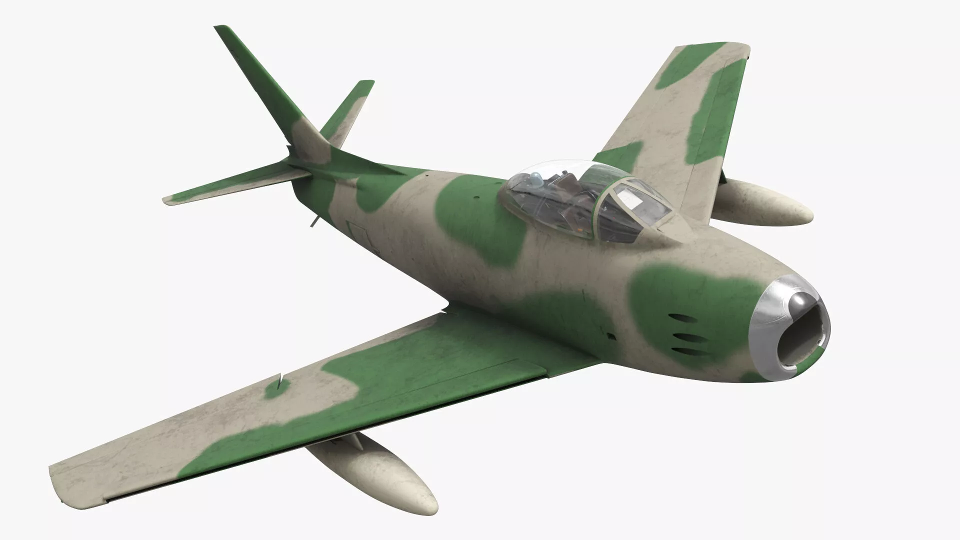 Retro Combat Jet With Front Air Intake with Interior Rigged 3D model