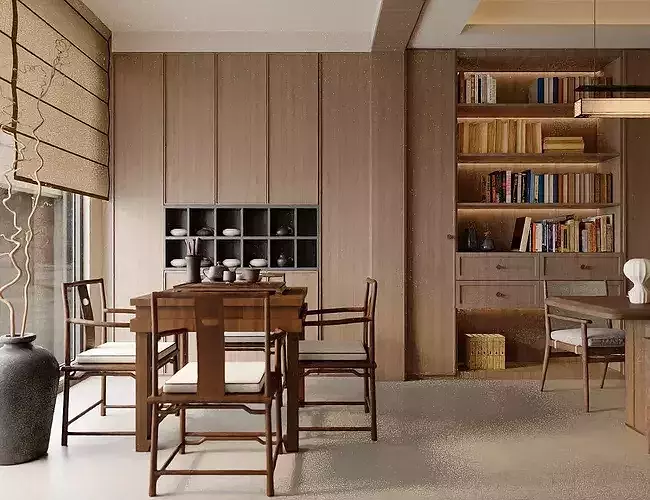 Chinese style living and dining room New Chinese Style Home  3D model 6