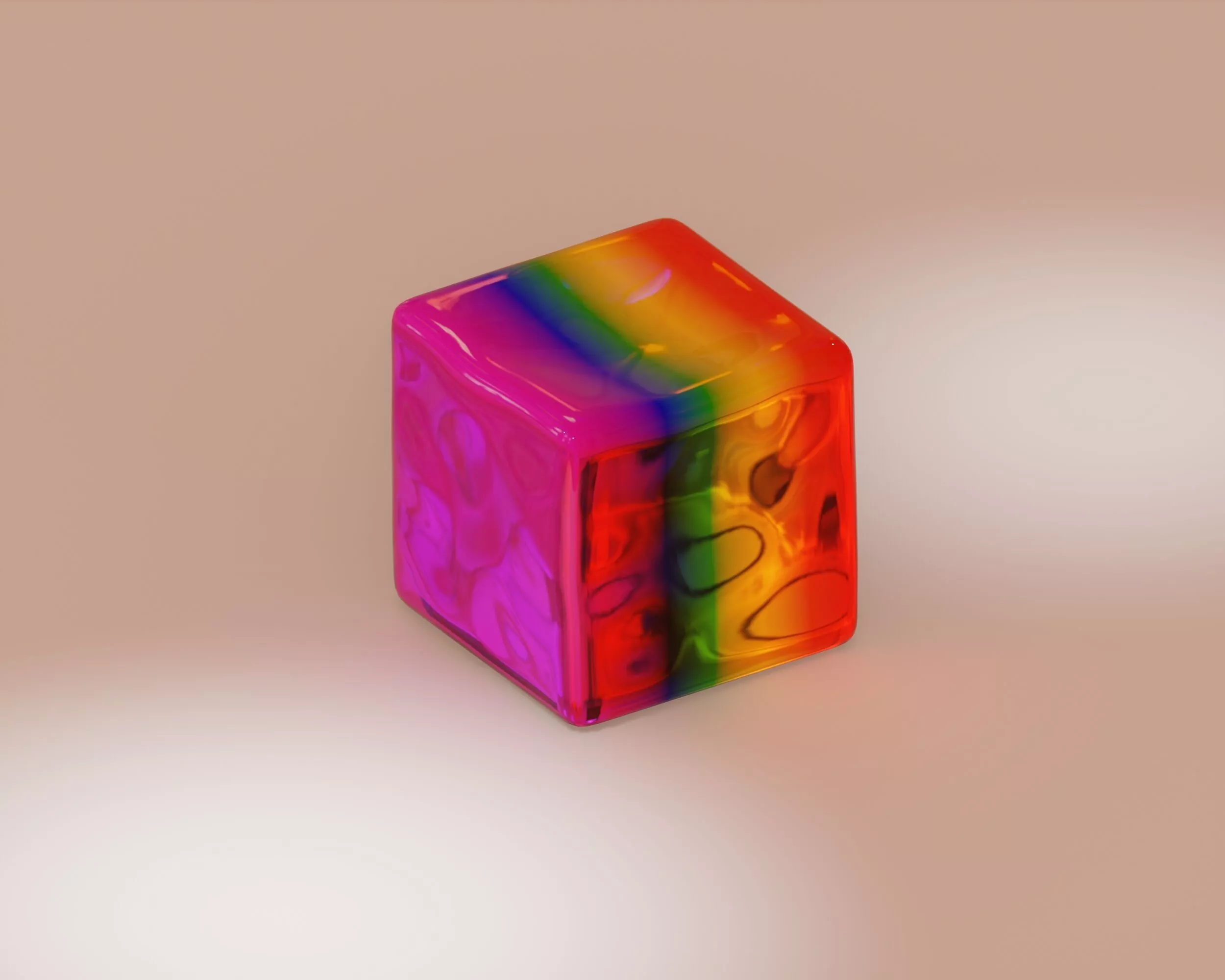 Rainbow Jelly Cube V2 Animated Stylized 3D Food Asset Low-poly 3D model